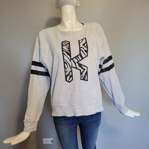 Rebecca Minkoff K Letter Sweatshirt in Distressed Zebra Print, VGUC, Size M